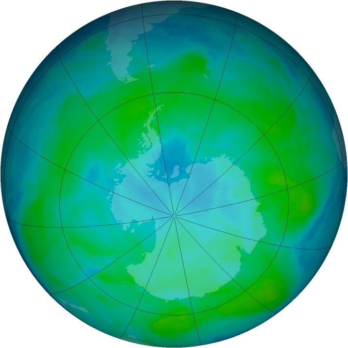 Antarctic ozone map for 27 January 1997